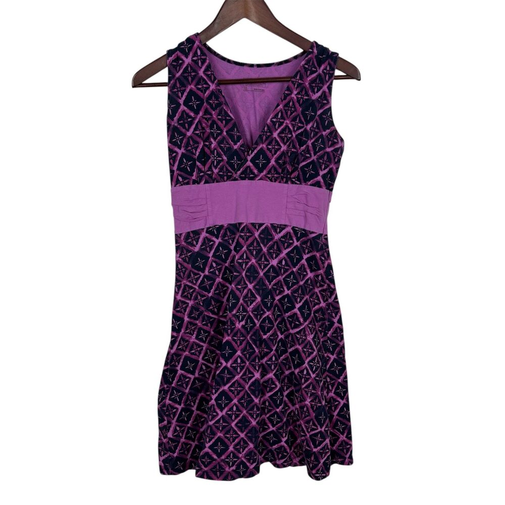 Patagonia Margot Purple Print Sleeveless V-Neck Dress Women's XS
